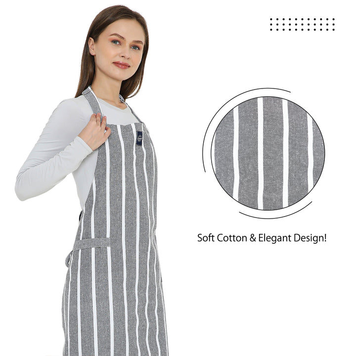 Cotton Roma Grey Stripes Apron (Pack of 1)