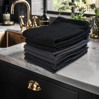 Waffle Grey Black Combo Kitchen Towel (Pack of 6)