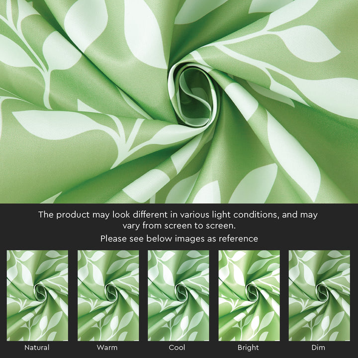 Polyester Reverse Leaf Green Curtain (Pack of 2)