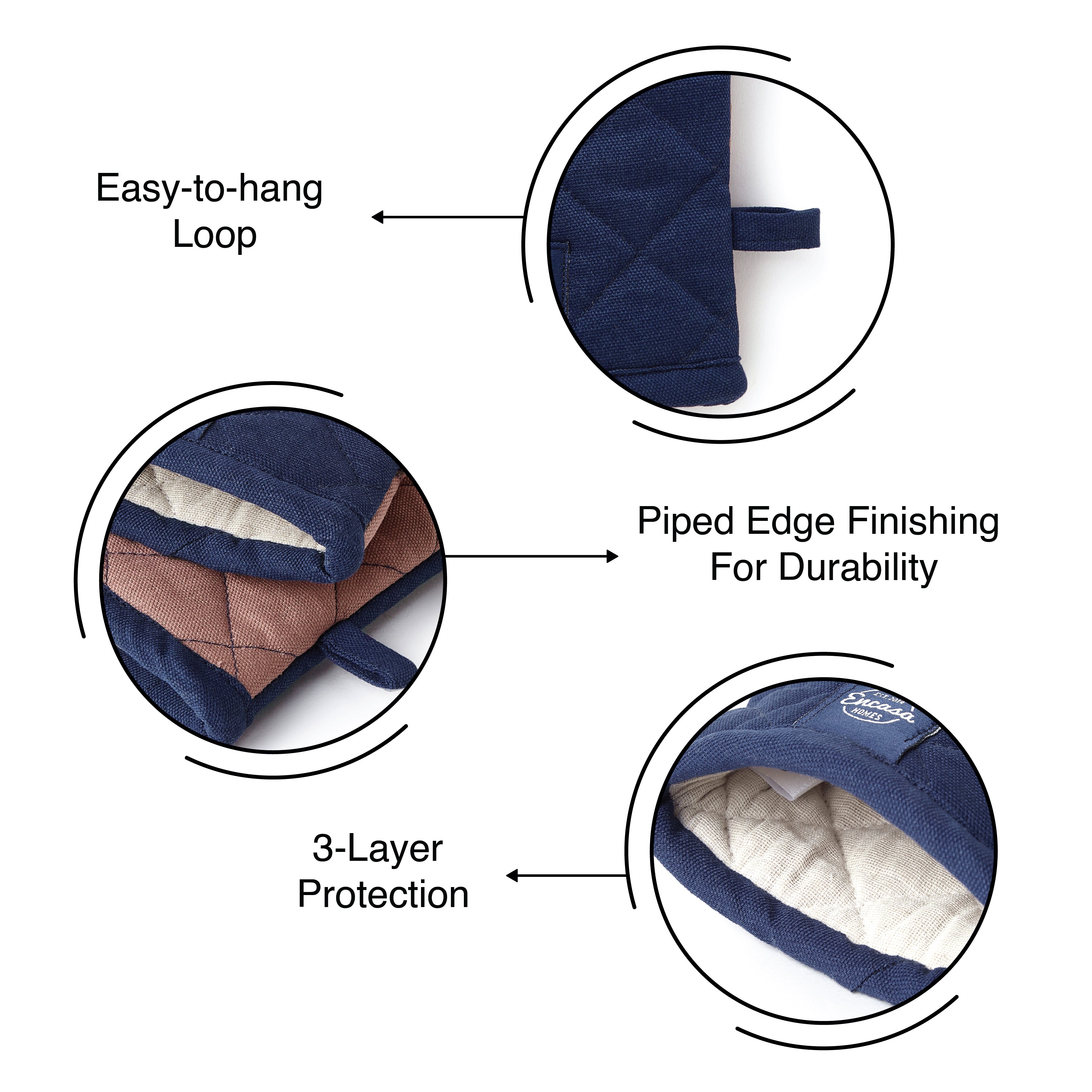 Cotton Scotch Blue Oven Gloves (Pack of 2)