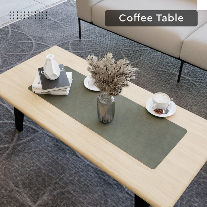 2 Sided Leather Olive Table Runner (Pack of 1)