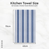 Cotton Franca Blue Stripes Kitchen Towel (Pack of 4)