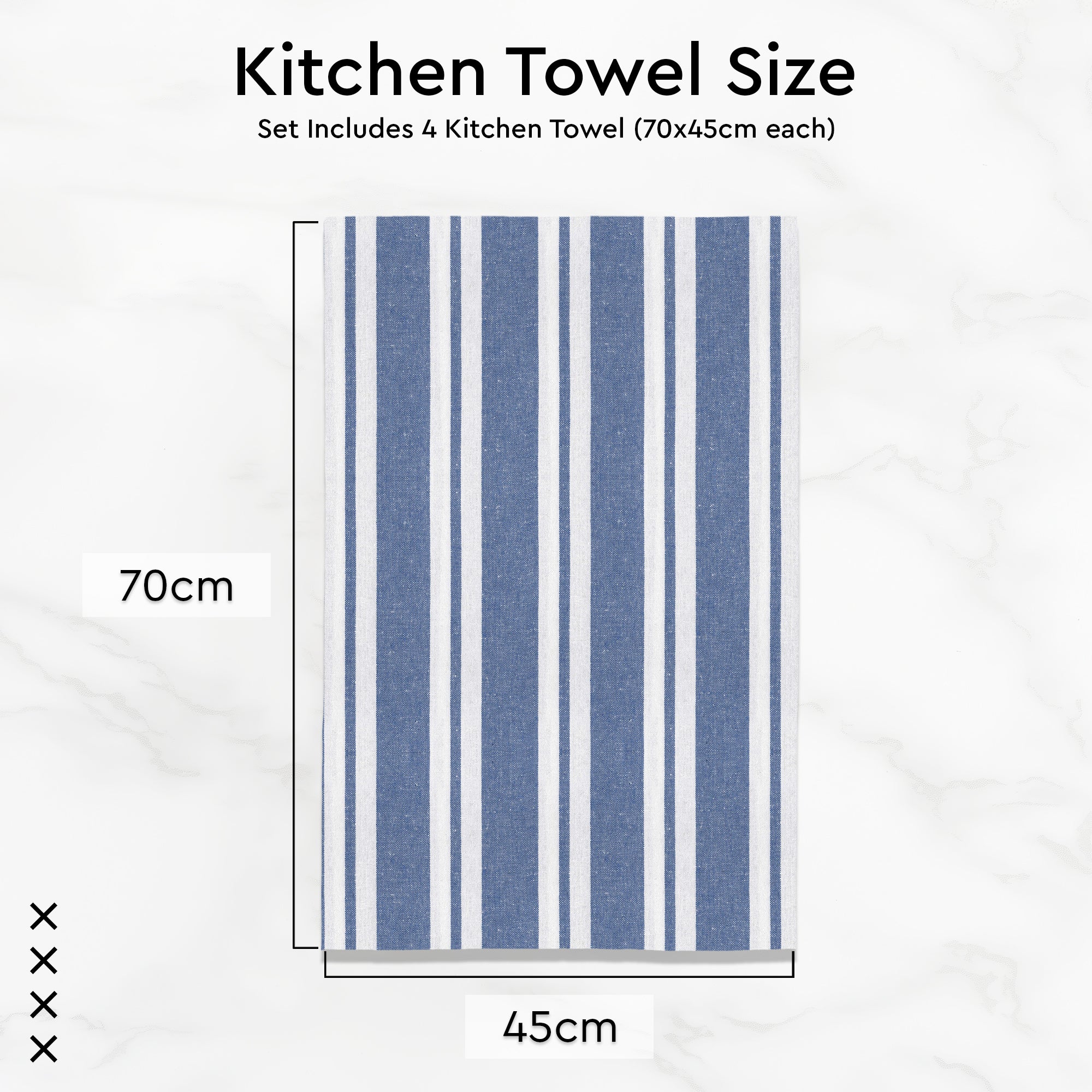 Cotton Franca Blue Stripes Kitchen Towel (Pack of 4)
