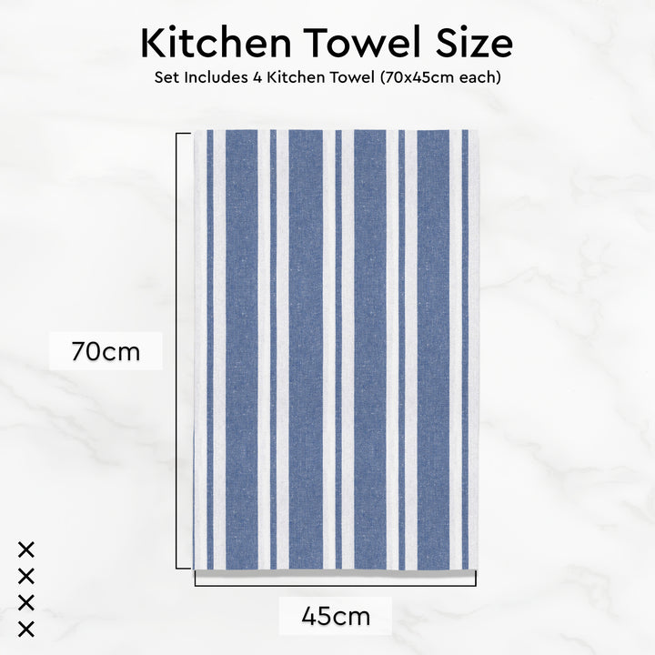 Cotton Franca Blue Stripes Kitchen Towel (Pack of 4)