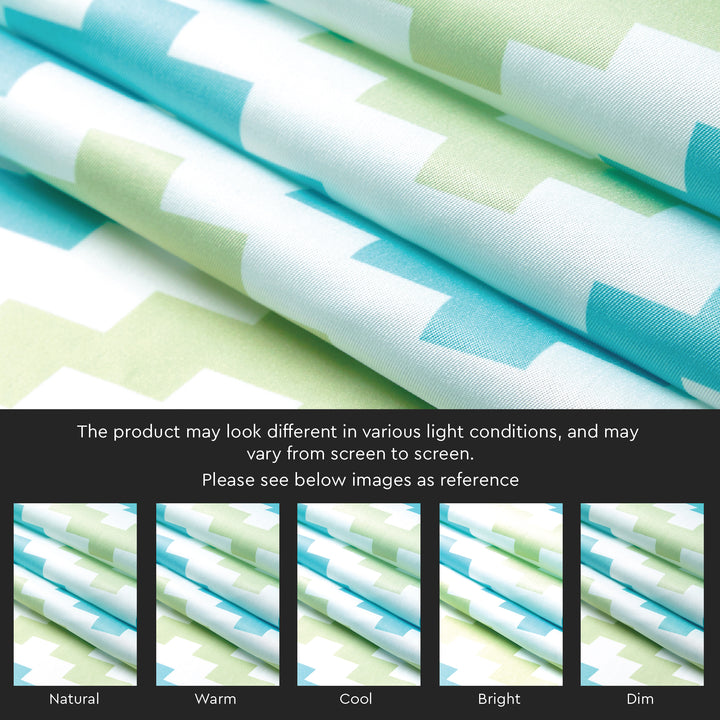 Polyester Chevron Green Curtain (Pack of 2)