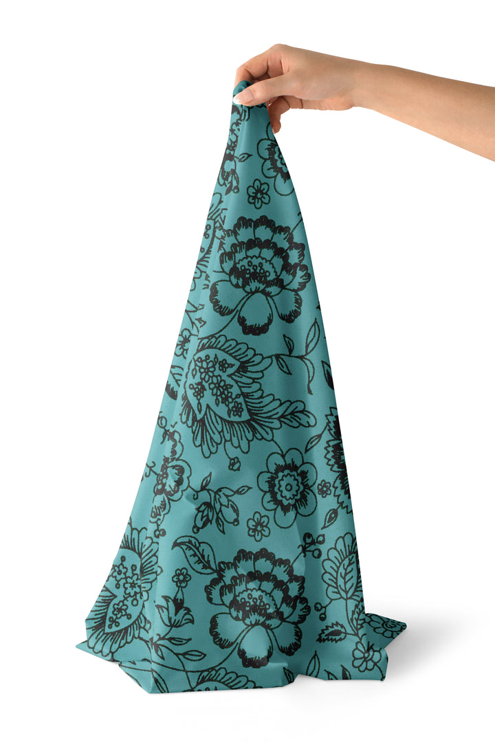 20s Sheeting Blue Colour Flower Fabric (1 Meter)