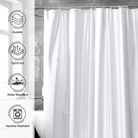 Polyester ZZ White Combo Shower Curtain + Bathmat (Pack of 3)