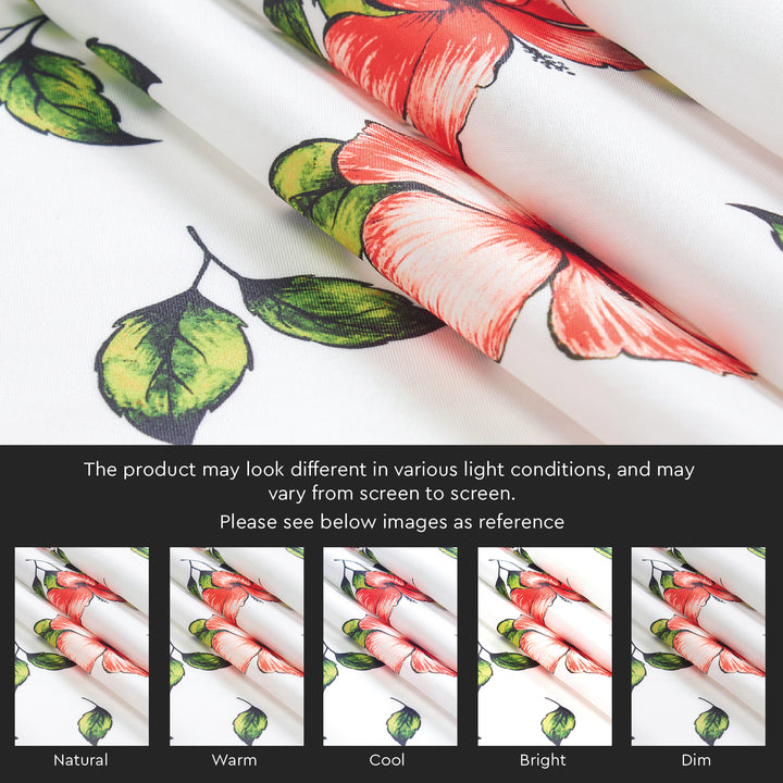 Polyester Hibiscus Curtain (Pack of 2)