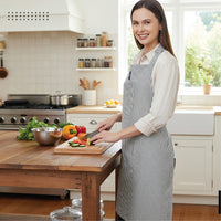 Cotton Ticking Black Apron + Oven Glove + Pot Holder (Pack of 3)