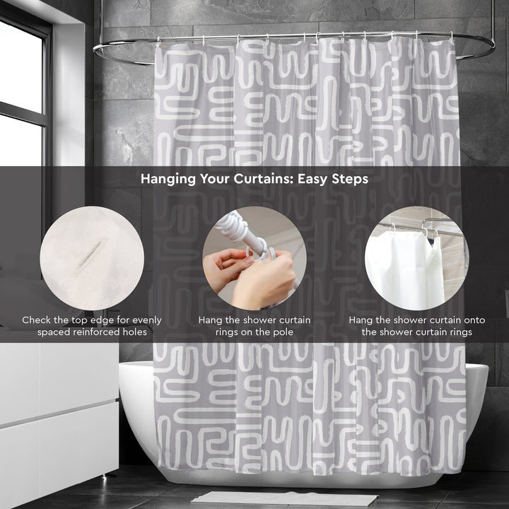 Polyester Boho Maze Grey Shower Curtain (Pack of 1)