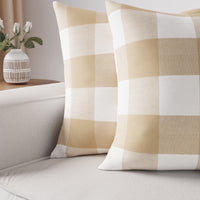 Cotton Buffalo Beige Checks Cushion Cover (Pack of 2)