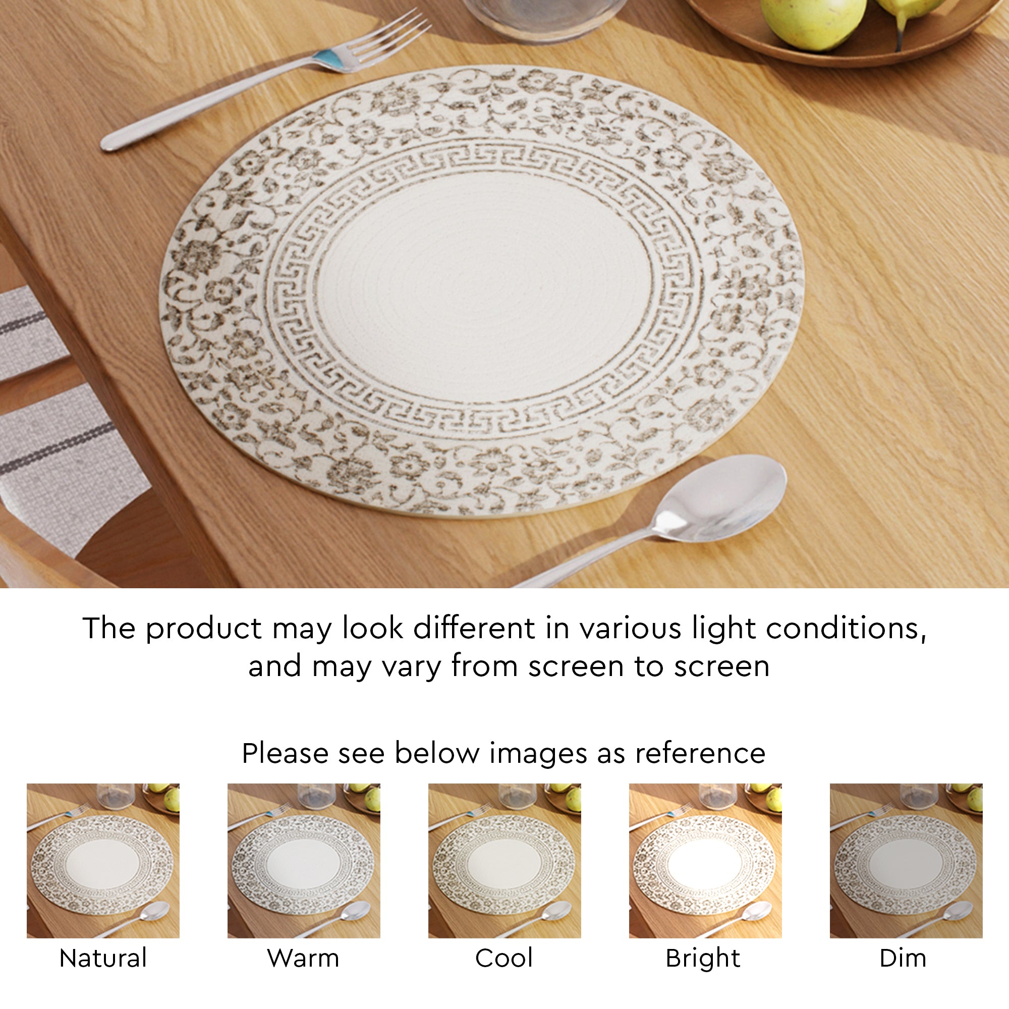 Cotton Printed Grey Placemat (Pack of 4)