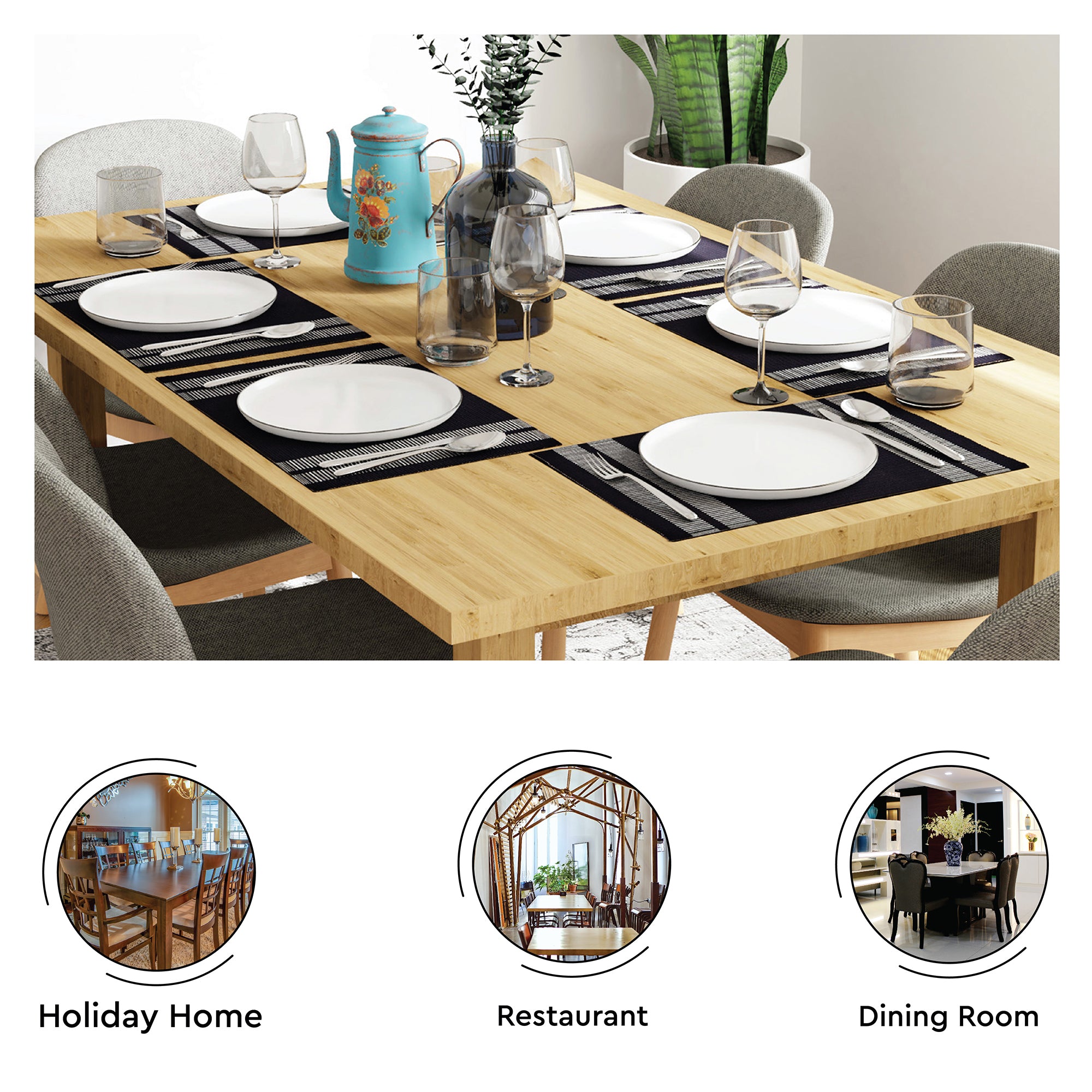 Cotton Ladder Black Placemat (Pack of 6)