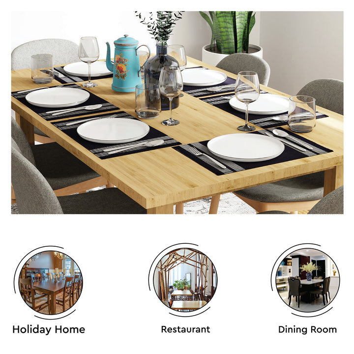 Cotton Ladder Black Placemat (Pack of 6)