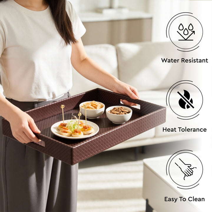 Leather Copper Leather Serving Tray