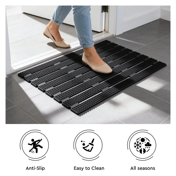 Rubber Shower Mats Heavy Duty Anti-Skid Floor Mats for Door, Bathroom, Kitchen & Home Entrance | PVC Non-Slip Drainage Mat for Wet & Dry Areas