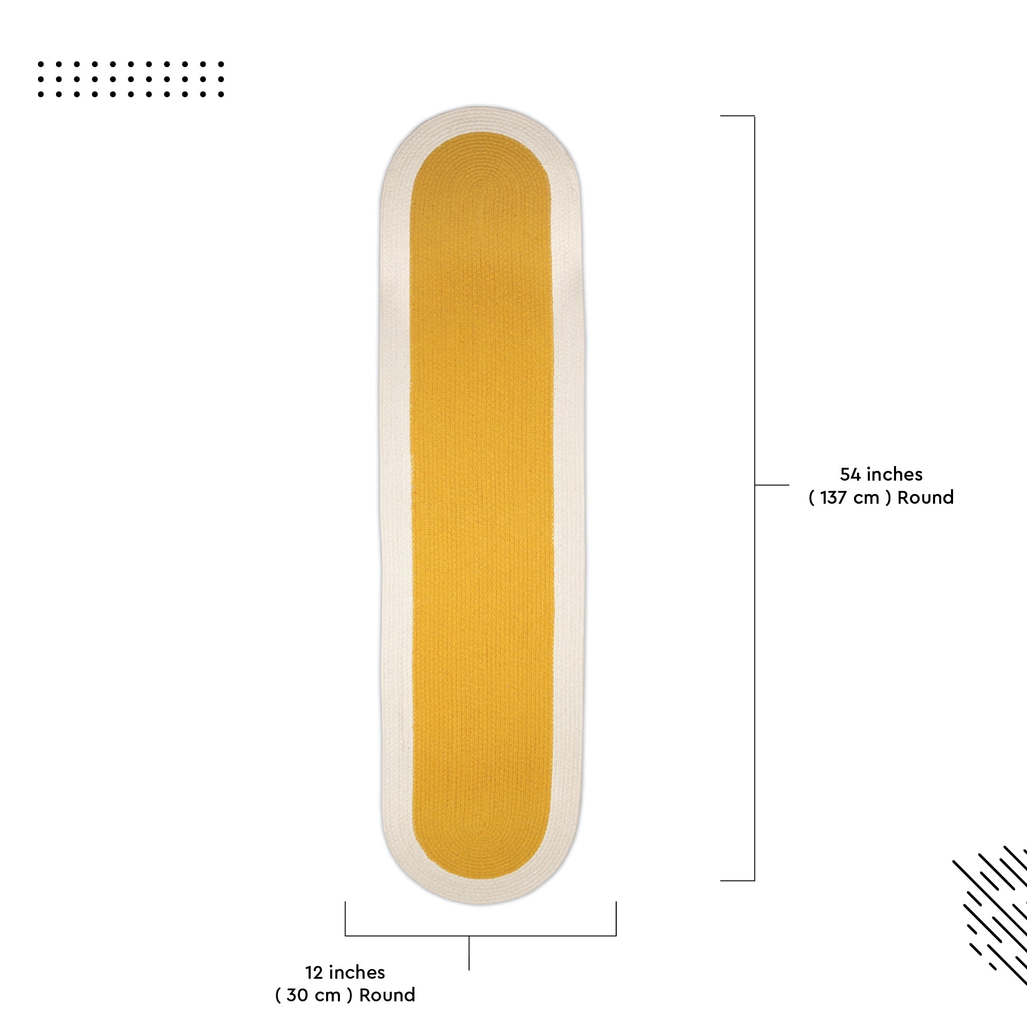 Cotton Yellow & Off White Table Runner (Pack of 1)