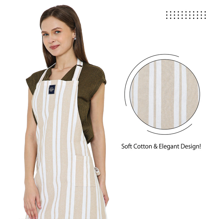Cotton Franca Beige Stripes Apron (Pack of 1)