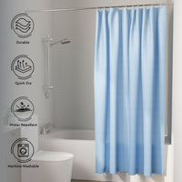 Polyester Blue Shower Curtain (Pack of 1)