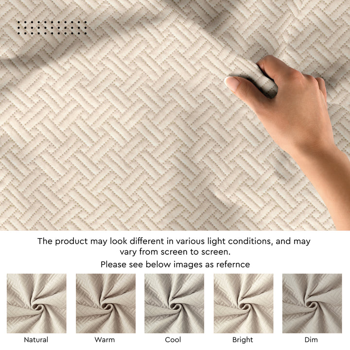 Quilted Velvet Beige Table Runner