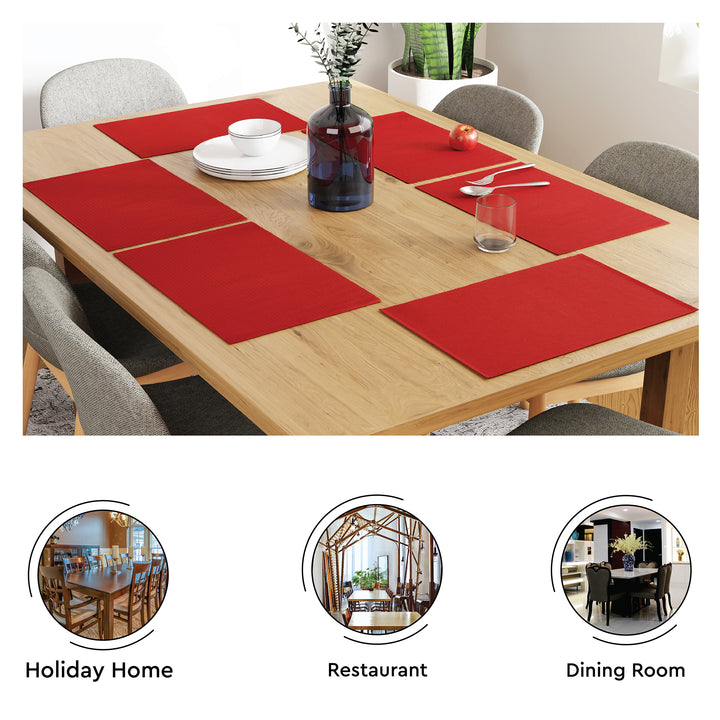 Cotton Solid Red Placemat (Pack of 6)