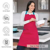 Cotton Hot Pink Apron (Pack of 1)