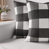 Cotton Buffalo Black Checks Cushion Cover (Pack of 2)