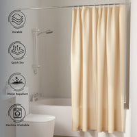 Polyester Beige Shower Curtain (Pack of 1)