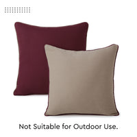 Cotton Maroon+Beige Cushion Cover (Pack of 2)