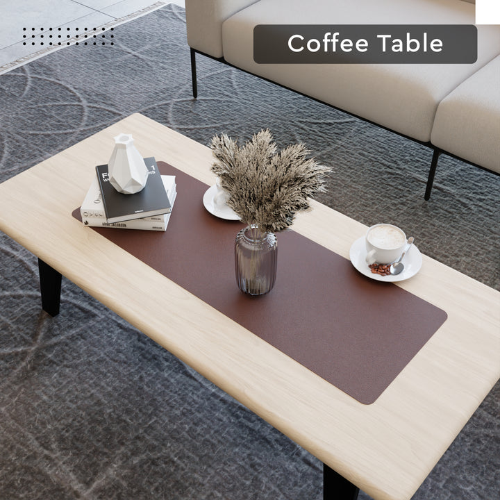 2 Sided Leather Brown & Tan Table Runner (Pack of 1)