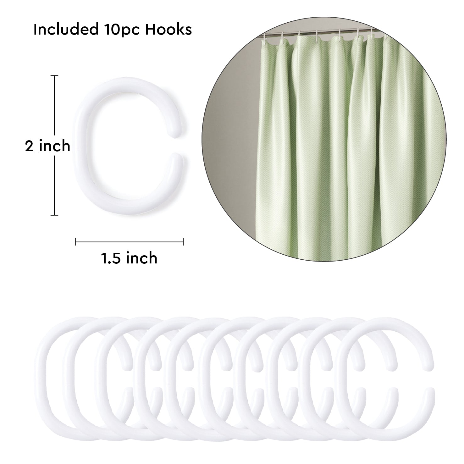 Polyester Mint Shower Curtain (Pack of 1)