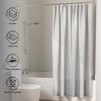 Polyester Grey Shower Curtain (Pack of 1)