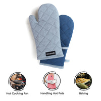 Canvas B Grey & Cobalt Blue Oven Gloves (Pack of 2)