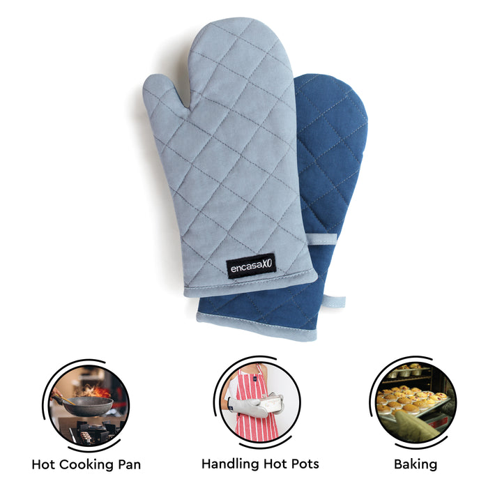 Canvas B Grey & Cobalt Blue Oven Gloves (Pack of 2)