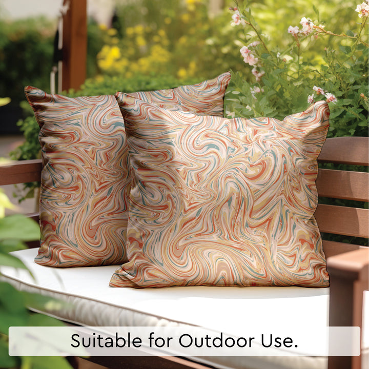 Blackout Polyester Marble Peach Cushion Cover (Pack of 2)