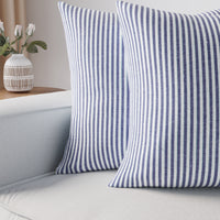 Cotton Ticking Navy Blue Cushion Cover (Pack of 2)