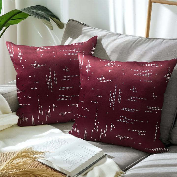 Blackout Polyester Citylight Maroon Cushion Cover (Pack of 2)