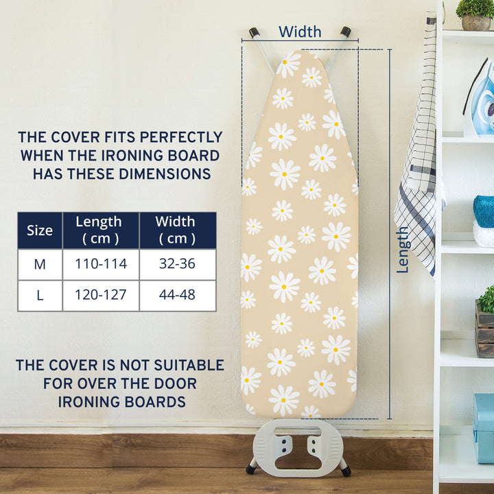20s Sheeting Daisy Beige Ironing Board Cover (Pack of 1)