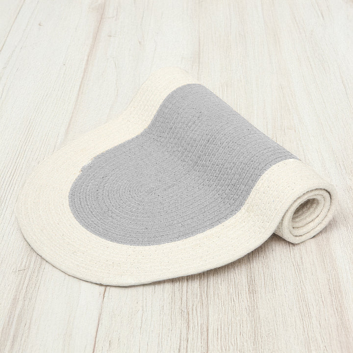 Cotton Light Grey & Off White Table Runner (Pack of 1)