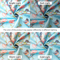 Blackout Polyester Sky Blue Birds Curtain (Pack of 2)