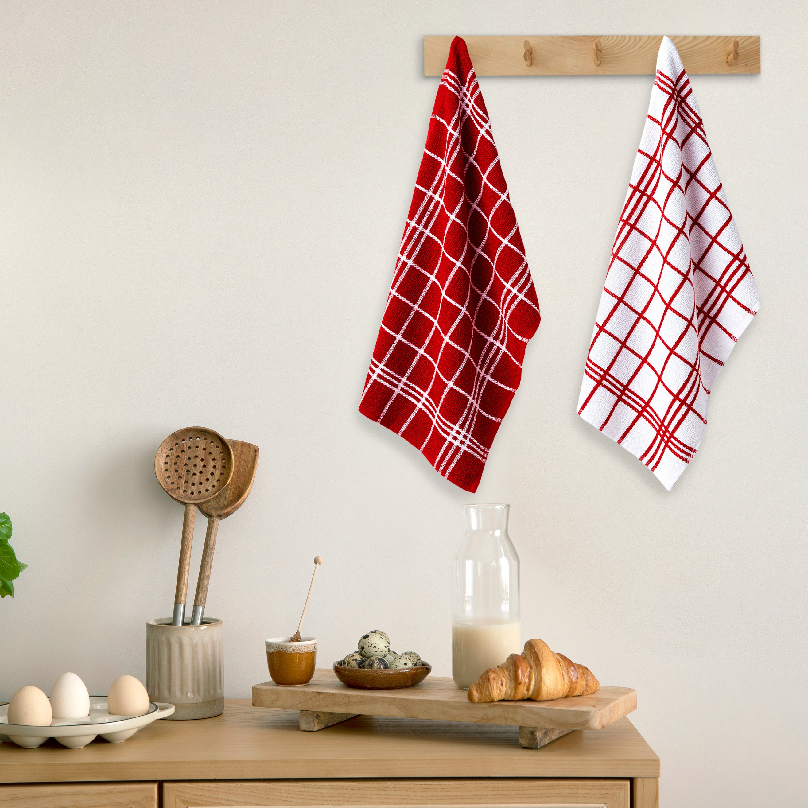 Cotton Red Terry Kitchen Towel (Pack of 4)