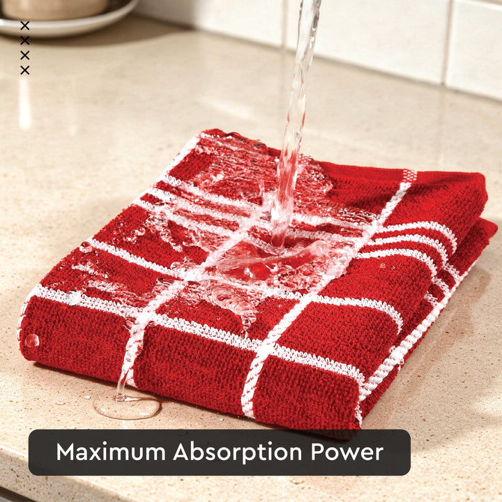 Cotton Terry Red Dish Towel (Pack of 6)