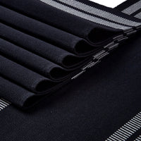 Cotton Ladder Black Table Runner+Placemat (Pack of 7)