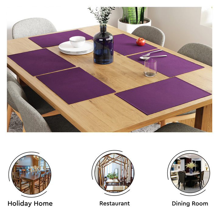 Ribbed Cotton Purple Placemat (Pack of 6)
