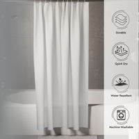 Polyester Grey Shower Curtain + Bathmat (Pack of 3)