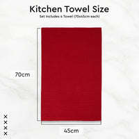 Cotton Red Kitchen Towel (Pack of 4)