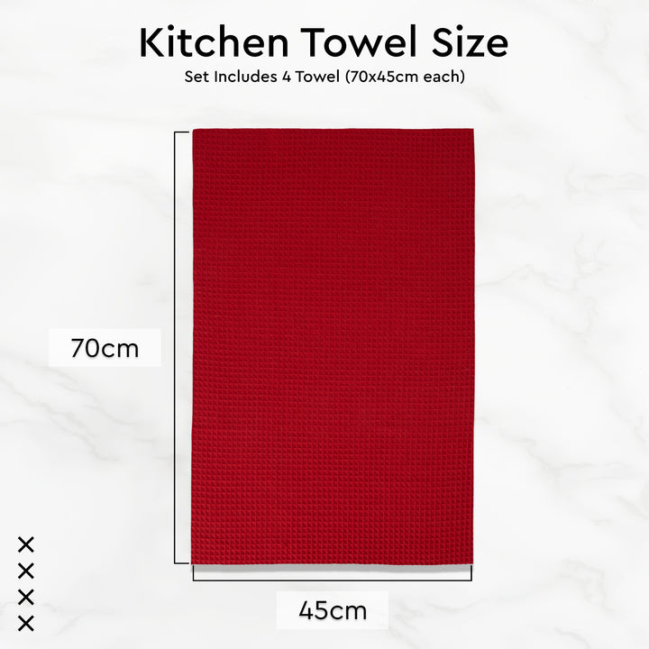 Cotton Red Kitchen Towel (Pack of 4)