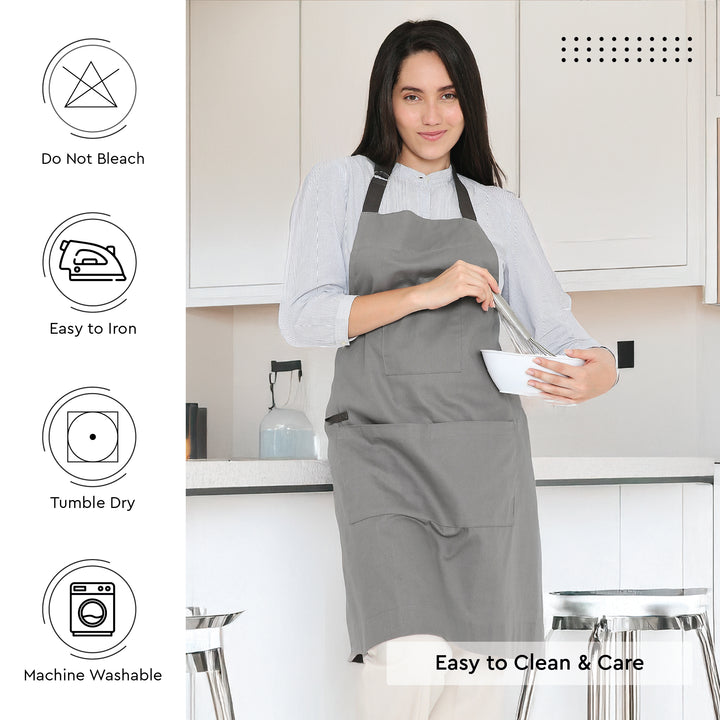 Cotton Grey Apron (Pack of 1)