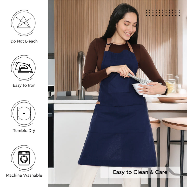 Cotton Scotch Blue Apron (Pack of 1)