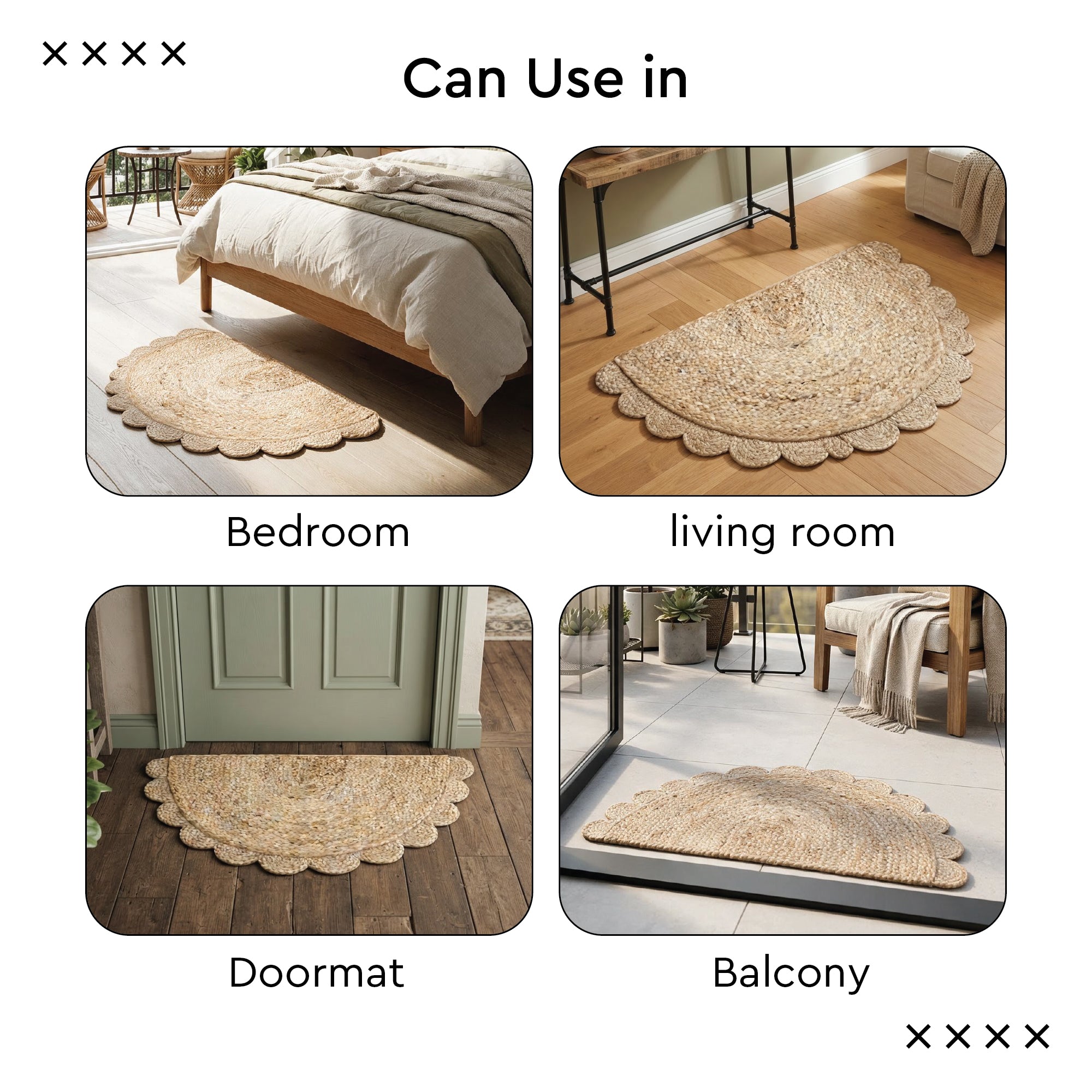 Jute Half Round Natural Door Mat (Pack of 1)